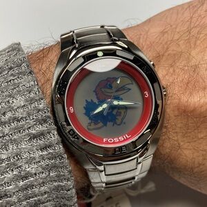 Fossil LI-2365 Kaleido NWT University of Kansas Jayhawks, new batteries, tin